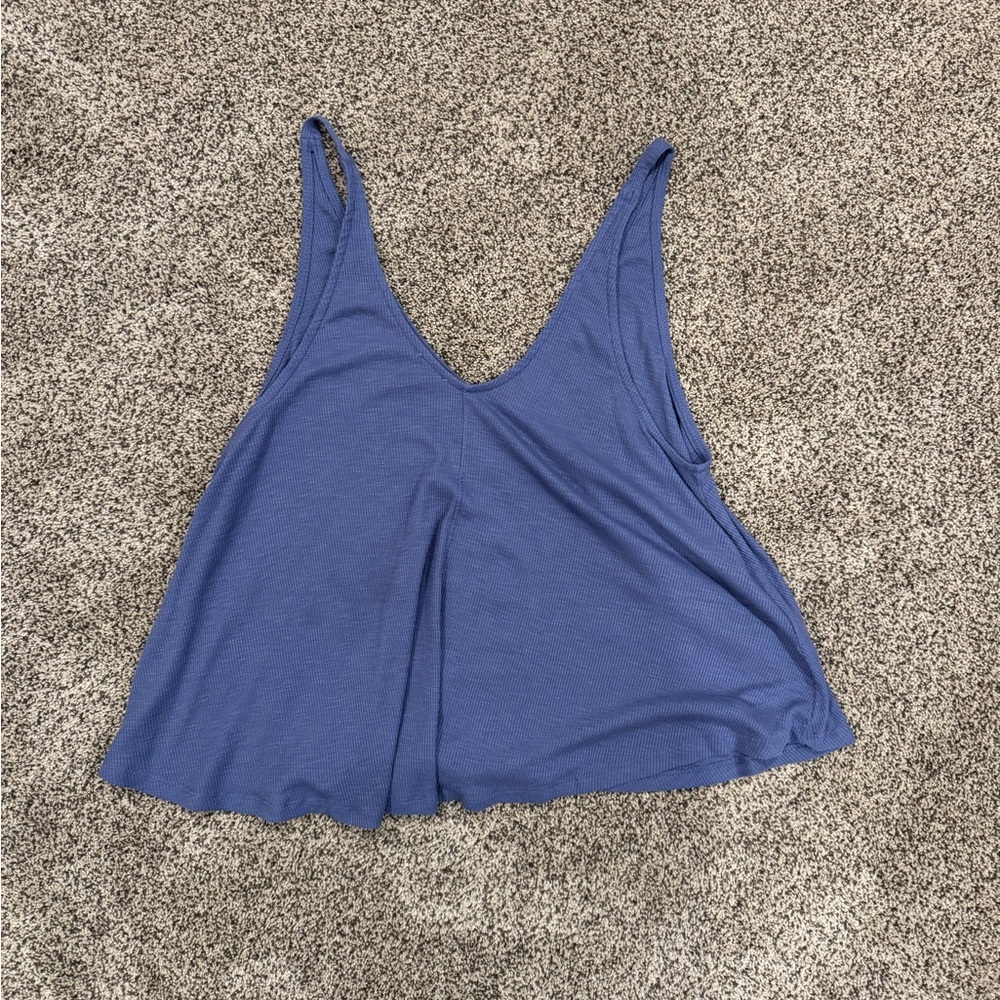 Free People Ribbed Blue Tank Top